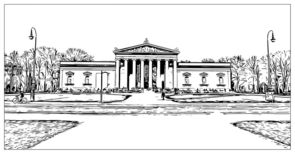 Постер "Дворцовый ансамбль-1" 80х48см,багет черный