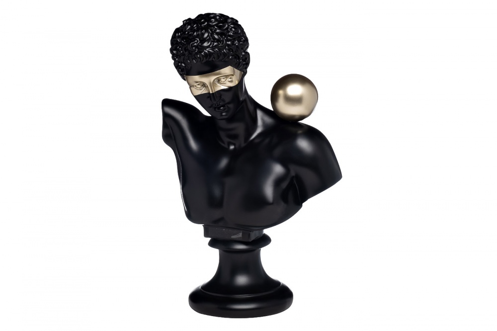 Статуэтка "Античный бюст" мужской черн. 24*14*h.35см