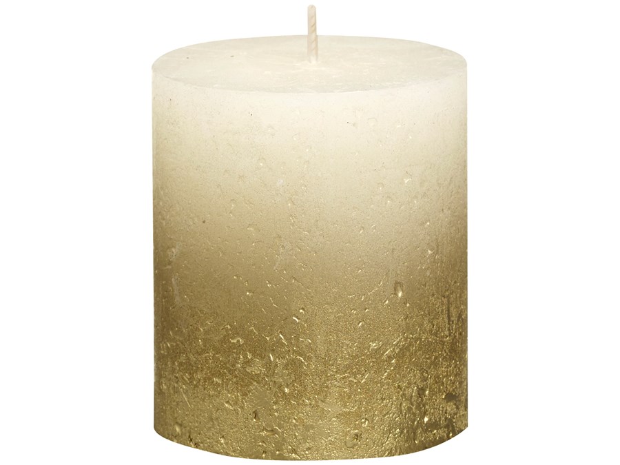 Свеча декор. Rustic 80*68мм кремовая с вкрапл.металлик золото(6)