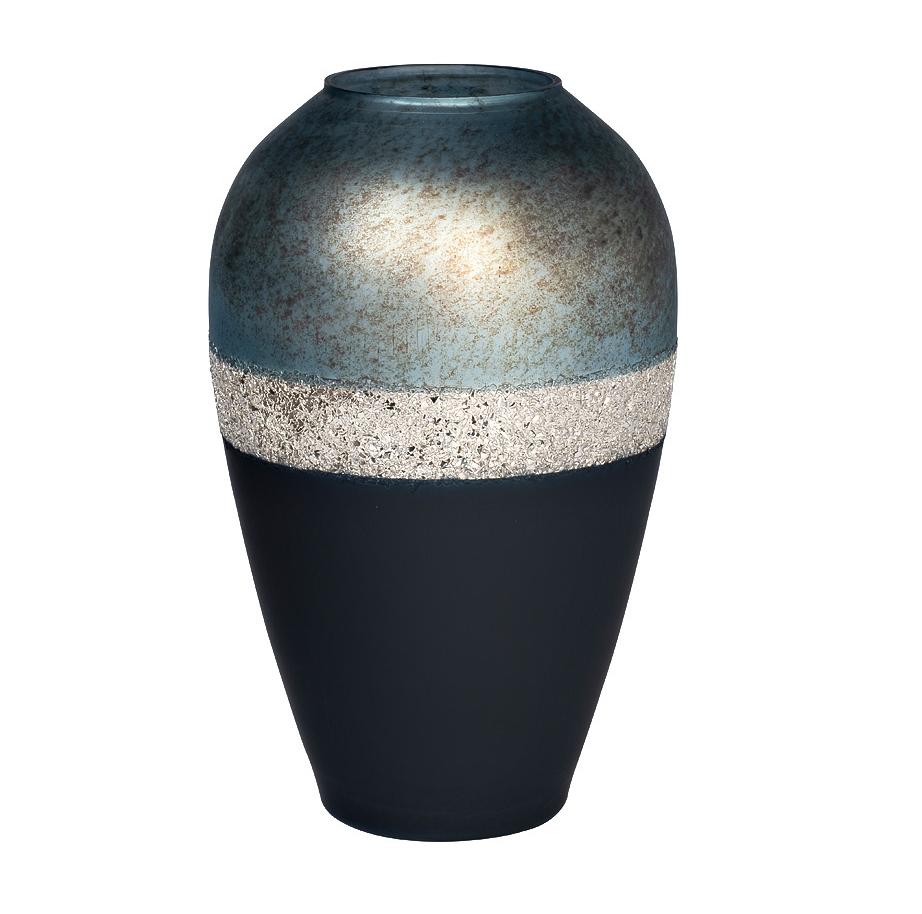 Ваза стеклянная сине-голубая с золотом 43см 71PN-5154