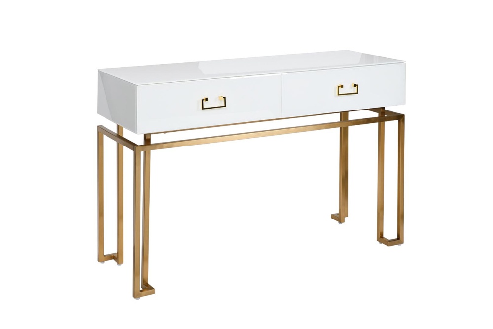 Консоль белая 2 ящика  120*42*77см