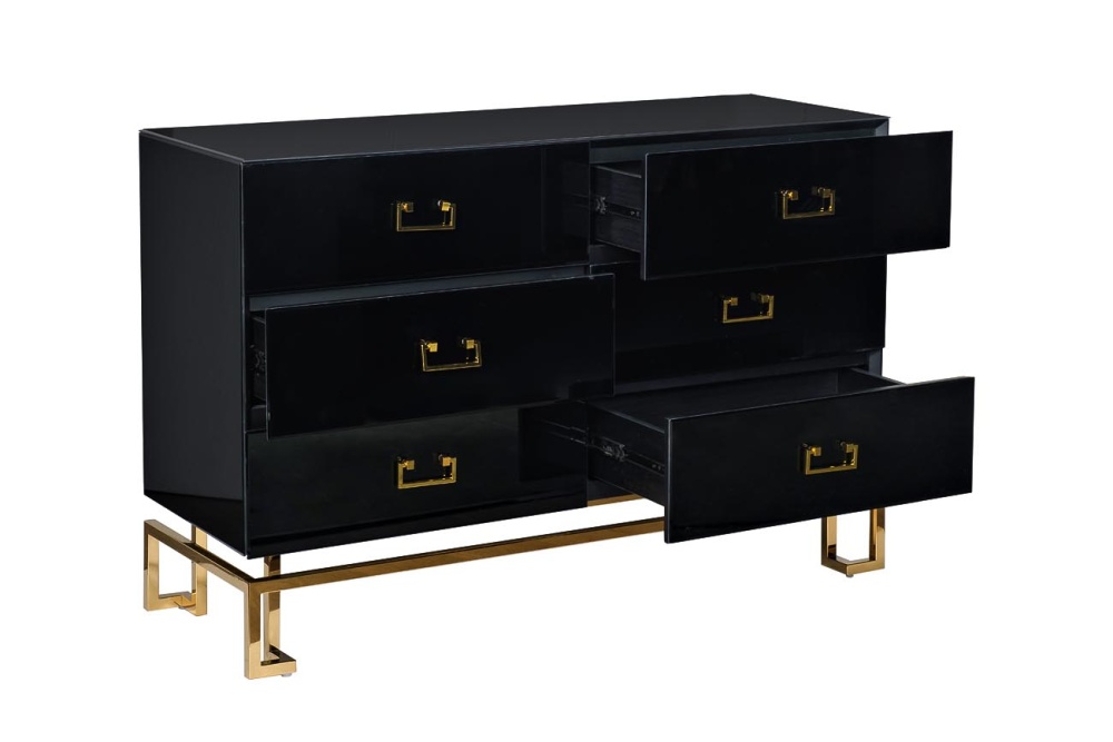 Комод черный 6 ящиков 120*42*82см