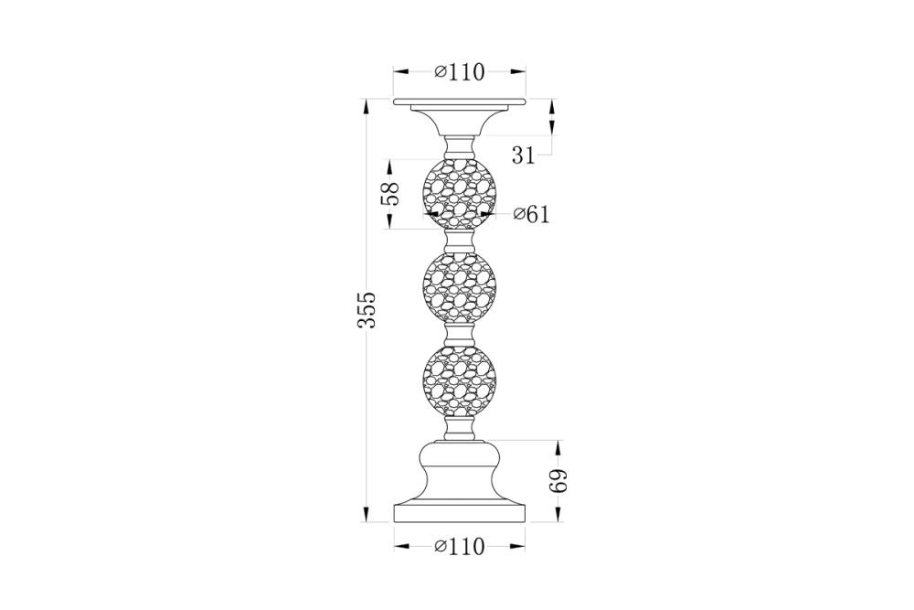 Подсвечник никелированный d11*32см