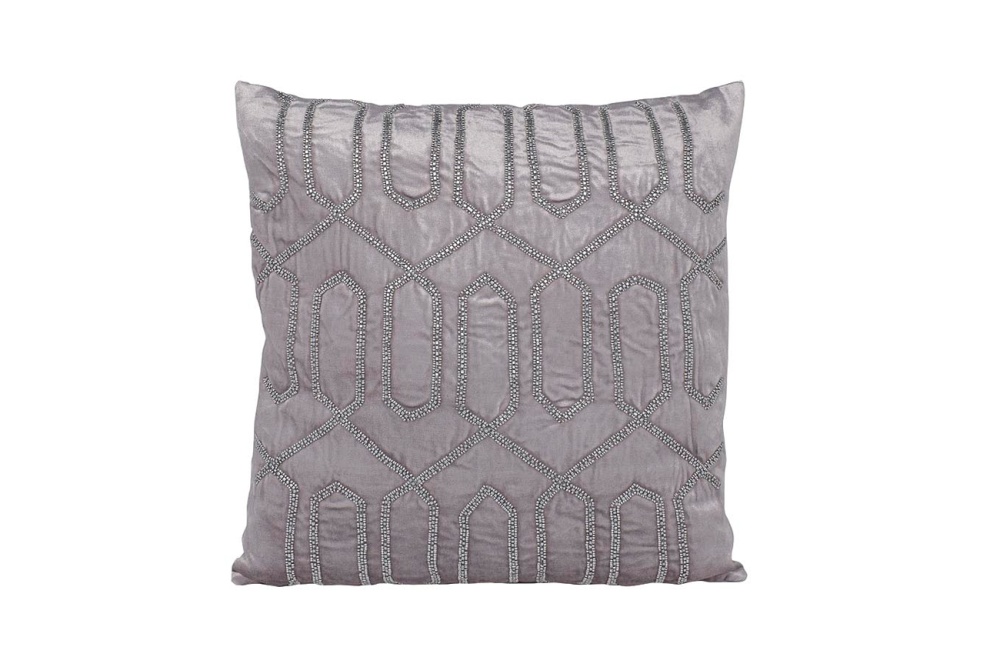 Подушка с бисером "Геометрия" серебро 70SW-1531