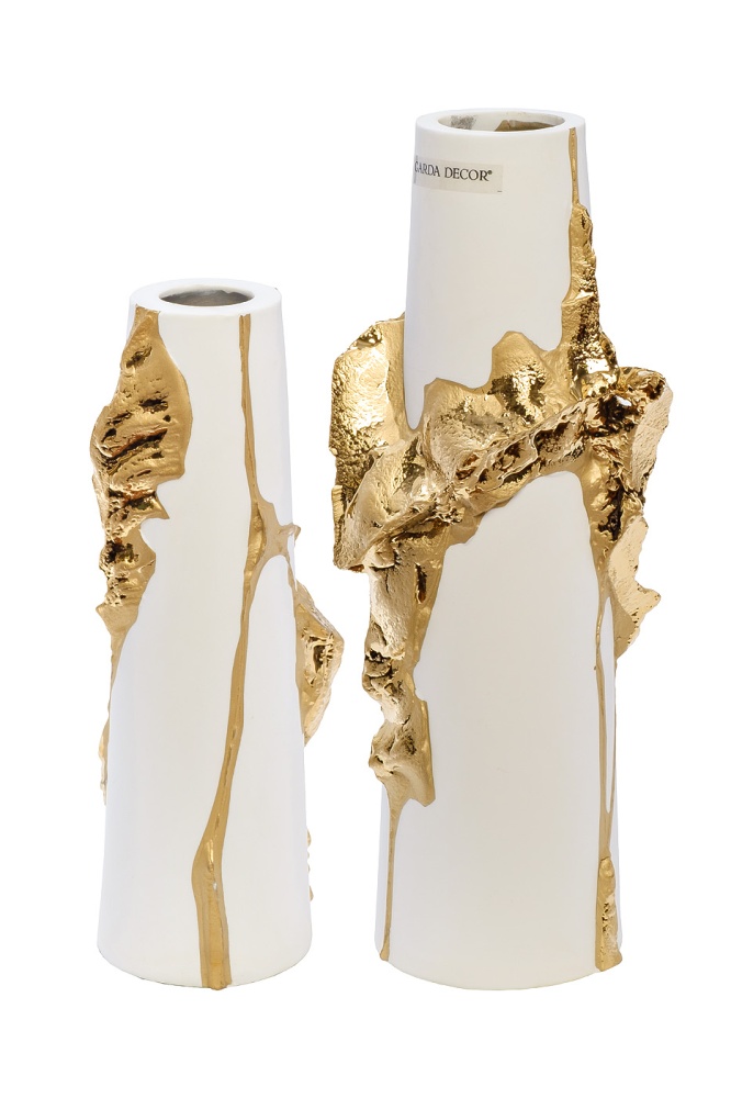 Ваза керамическая белая с золотым декором 55RV5203M