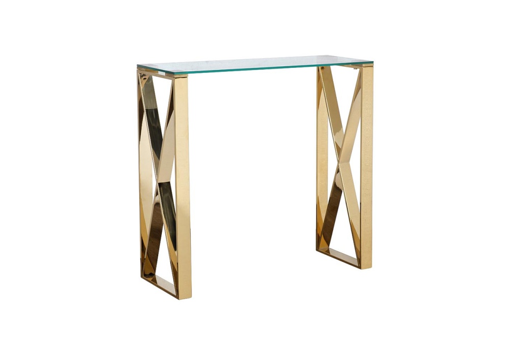Консоль прозр.стекло/золото 80*30*78см